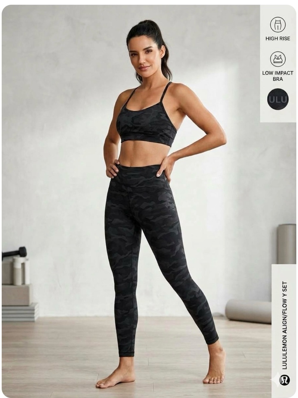 lululemon athletica Black Camo High-Rise Align Legging & Low-Impact Bra Set